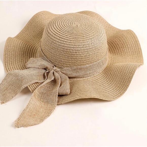 RETAIL $30 Natural Color Straw sun hat with Burlap Bow Band*SO PRETTY - Picture 1 of 1